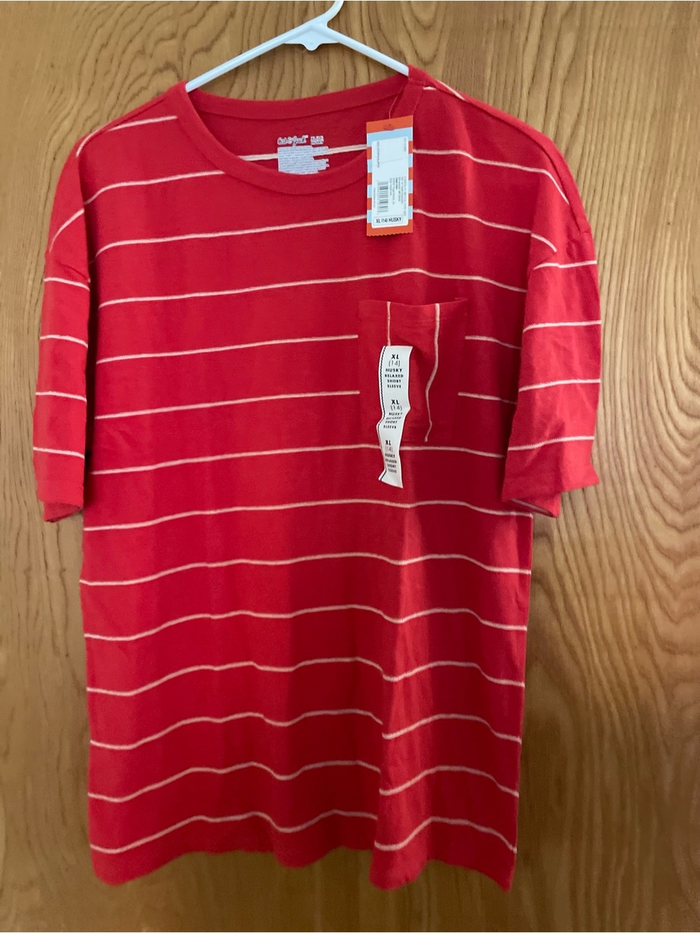 Cat & Jack Red Striped Pocket Tee